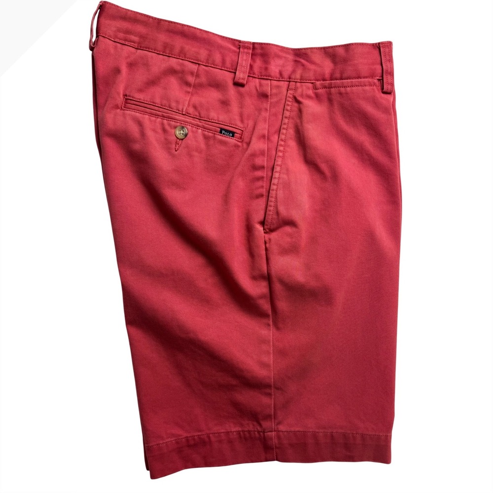 Polo Ralph Lauren Mens Chino Shorts Salmon Pink Cotton Twill Size 30 Flat Front